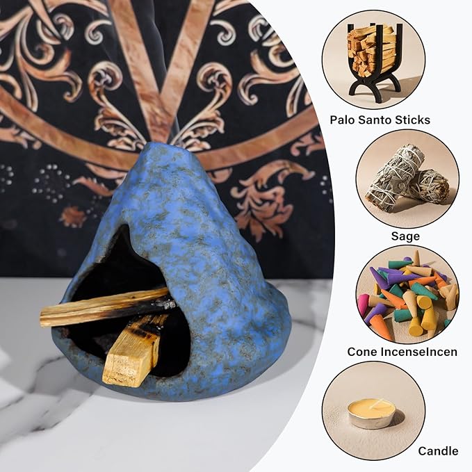 Palo Santo Incense Holder and Burner - Zongzi Modeling Smudge Bowl | Sage Cone Burner Holder & Chiminea Incense Dish Ideal for Energy Cleansing, Yoga, Meditation,Zen,Altar Decor & Aromatherapy MOUGIGI