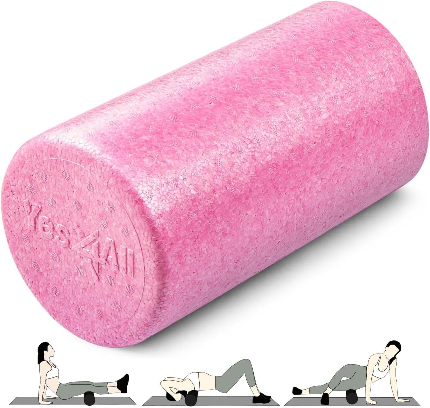 Yes4All High-Density EPP Round Back Roller Foam, Exercise Foam Roller for Yoga, Pilates & Stretching - 12, 18, 24, 36 inch