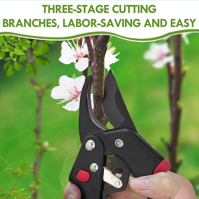 Garden clippers, premium Germany pruners, Work 3 times easier, professional ratchet pruning shears, cutting rose, flower, hedge, stem, tree, Sharp gardening scissors, Arthritis weak hand snips - Bloomnest