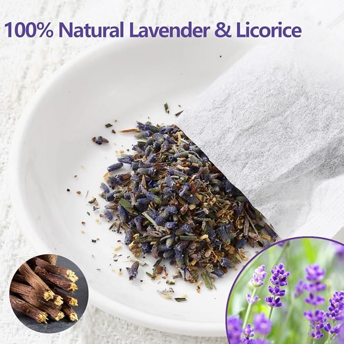 Premium 50 Lavender Licorice Tea Bags, Made with Natural Lavender Flowers & Wild Licorice Root, for Relaxation & Sleep & Wellness, Caffeine Free & No Artificial Flavors. - Bloomnest