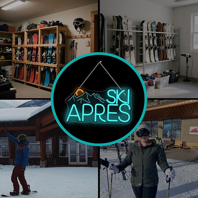 LUCUNSTAR Skiapres Neon Sign - LED Wall Decor for Ski Resorts, Après-Ski Bars & Winter Sports Enthusiasts, USB-Powered with Adjustable Brightness, Mountain-Themed Lighting - Bloomnest