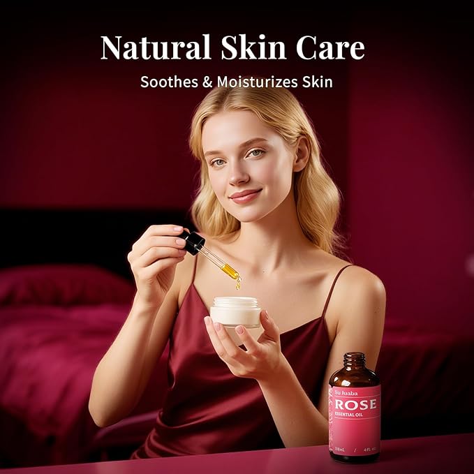 SU JUABA Rose Essential Oil 4 Fl Oz, 100% Pure Rose Oil for Face, Skin, Hair, Diffuser, Aromatherapy -118ml Bloomnest