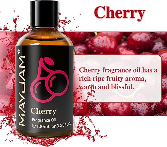 MAYJAM 100ML/3.38FL.OZ Cherry Fragrance Oils with Glass Dropper, Essential Oils for Diffusers for Home, Long Lasting Scented Oils for Diffusers Soap Candle Making - Bloomnest