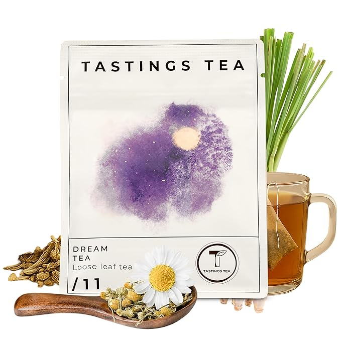 Tastings Tea Dream Loose Leaf, 1.2 oz | Calm Herbal Sleep Blend with Chamomile, Valerian & Lemon Grass | Natural Antioxidants for Wellness & Bed | Small Batch & Sustainably Sourced | Resealable Pouch - Bloomnest