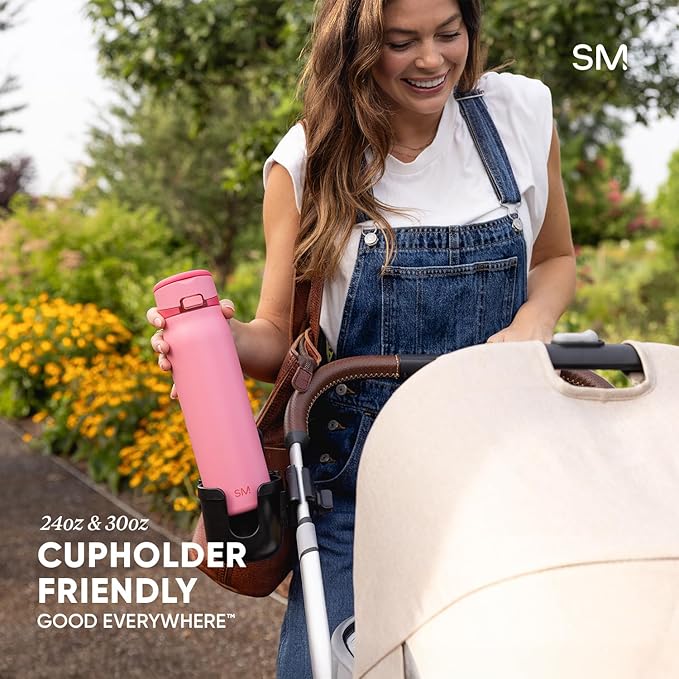 Simple Modern Mesa Loop Water Bottle with Covered Straw and Handle | 30oz Cup Holder Friendly Insulated Stainless Steel Bottles for Travel, Sports and School | Eucalyptus Mix SimpleModern