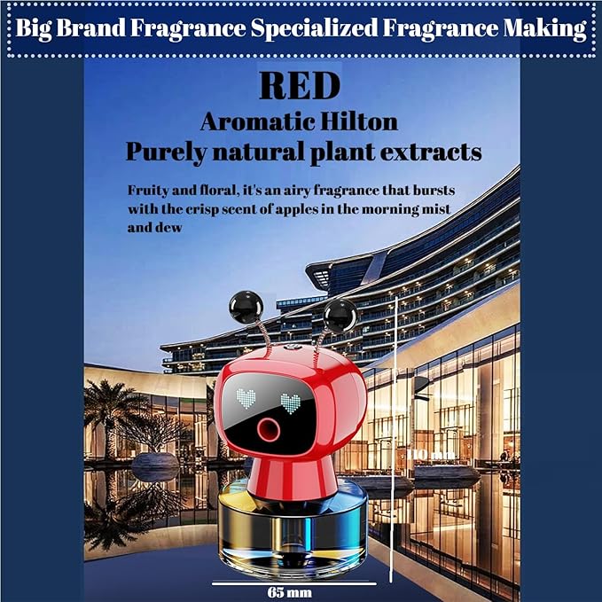 Robot Intelligent Aromatherapy Machine, Smart Cute Robot Car Air Freshener - Fine Spray/Fillable/Four-Gear Adjustment/Vibration Sensing/On-Off/Large Capacity Long-Lasting Fragrance/Red-V2(Hilton) - Bloomnest