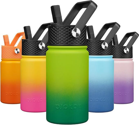 BJPKPK Insulated Water Bottle with Straw Lid, 15oz Cute Water Bottles, Stainless Steel Metal Thermo, Reusable BPA Free Leak Proof Tumblers, Cups,Bamboo Grove - Bloomnest