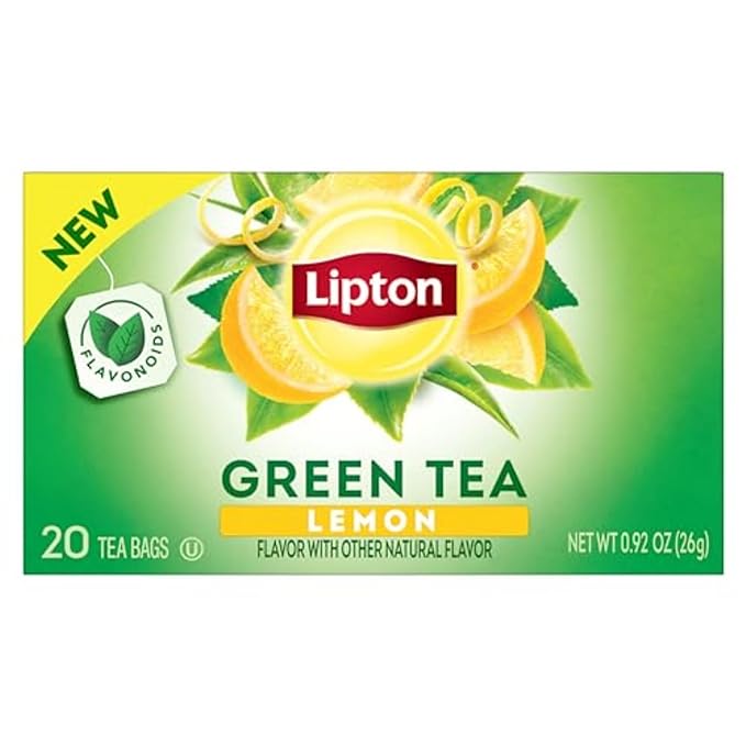 Lipton Lemon Green Tea Bags, Flavored, Unsweetened Teabags for Hot Tea or Iced Tea with Caffeine and Flavonoids, 20 Total Tea Bags - Bloomnest