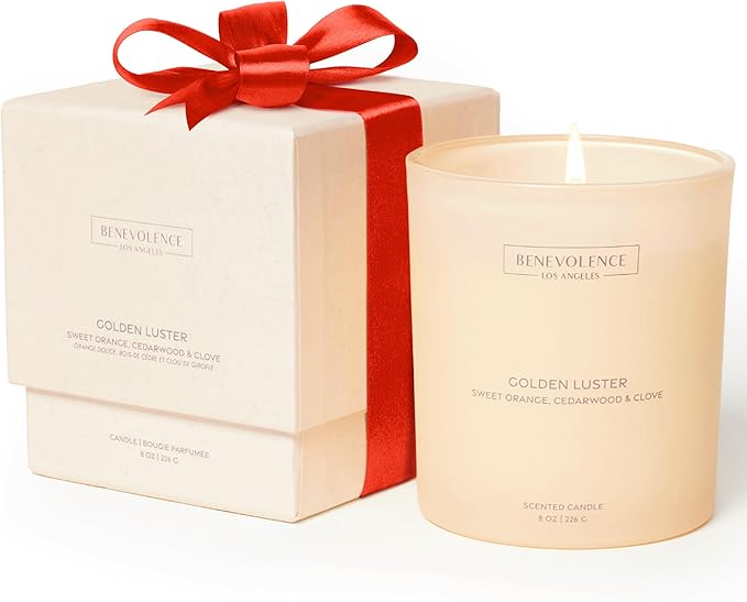 Orange, Cedarwood & Clove – Benevolence LA Fall Scented Candle for Home | 8oz, 45-Hour Burn | Natural Soy Wax, Cotton Wick | Warm Autumn Fragrance | Malibu Sands Collection – Gift for Women & Men - Bloomnest