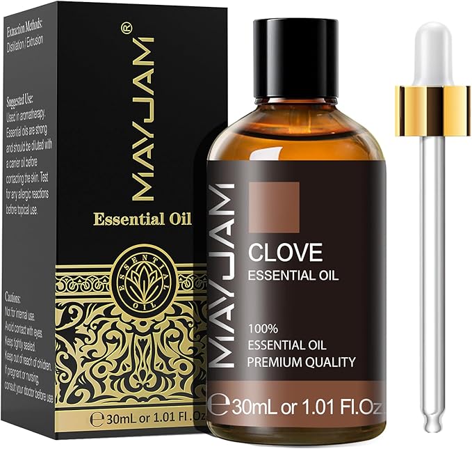 MAYJAM Clove Bud Essential Oil, Premium Pure Essential Oils, 1.01FL.OZ Clove Bud Oil for Diffusers Soap Candle Making, Ideal for Home Office Car Yoga Use - Bloomnest