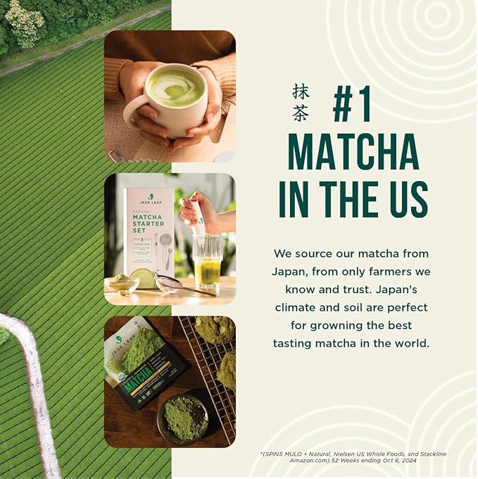 Jade Leaf Matcha Organic Premium Ceremonial Grade Matcha Green Tea Powder - Japanese - Culinary, Ingredient, Ceremonial Barista Teahouse, Latte, Collagen, 1.06 Ounce (Pack of 1), Culinary - Bloomnest