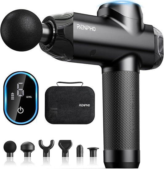 RENPHO Massage Gun Deep Tissue with 12mm Amplitude, Percussion Muscle Massager, Gifts for Men Women, Portable Electric Handheld Massage Gun with LED Touch Display - Bloomnest