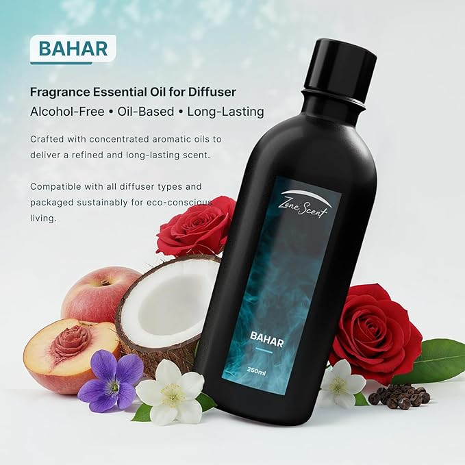 Bahar Essential Oil for Diffusers - Premium Aromatherapy Oil Set for Home and Hotel, Scented Diffuser Oils Scents, Eco-Friendly and Safe for Family and Pets, Pura Diffuser Refills 250ml ZoneScent