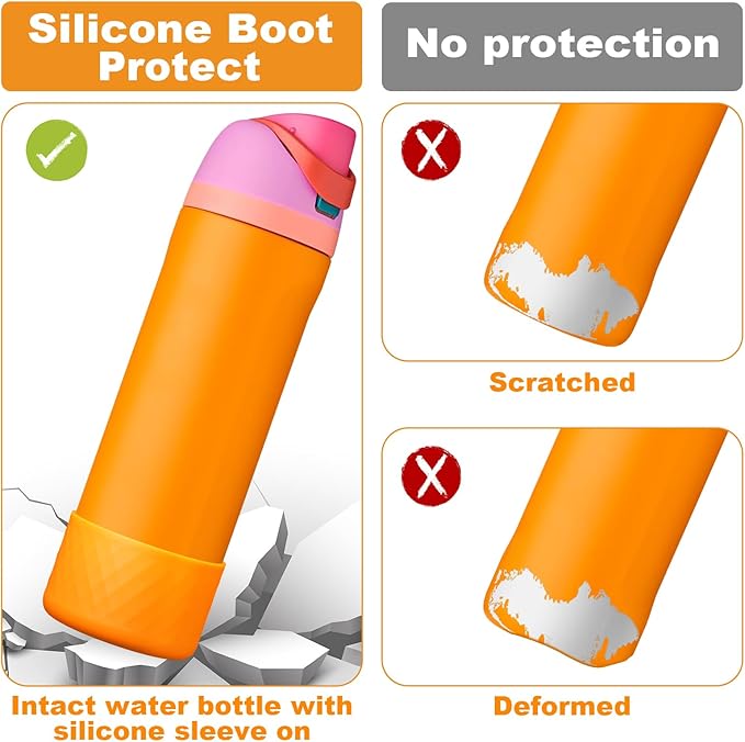 2PCS Silicone Water Bottle Boot for Owala 24oz 32oz 40oz, Anti-Slip Protective Sleeve Bottom Bumper Protector for FreeSip, Twist, and Flip Stainless Steel Water Bottles Alwenid