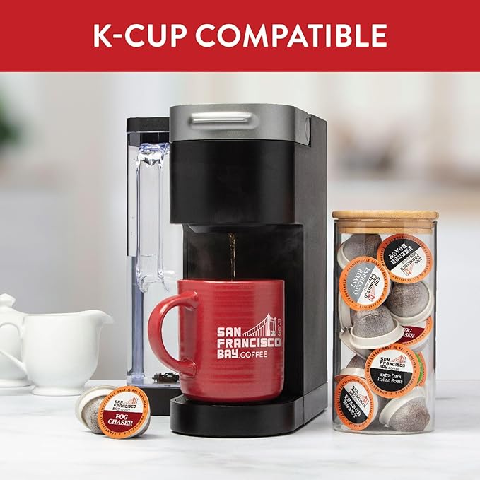 San Francisco Bay Coffee - Dark Roast Variety Pack (40 ct) - Fog Chaser, Espresso Roast, French Roast, & Extra Dark Italian - Single Serve Coffee Pods, Commercially Compostable, K Cup Compatible - Bloomnest