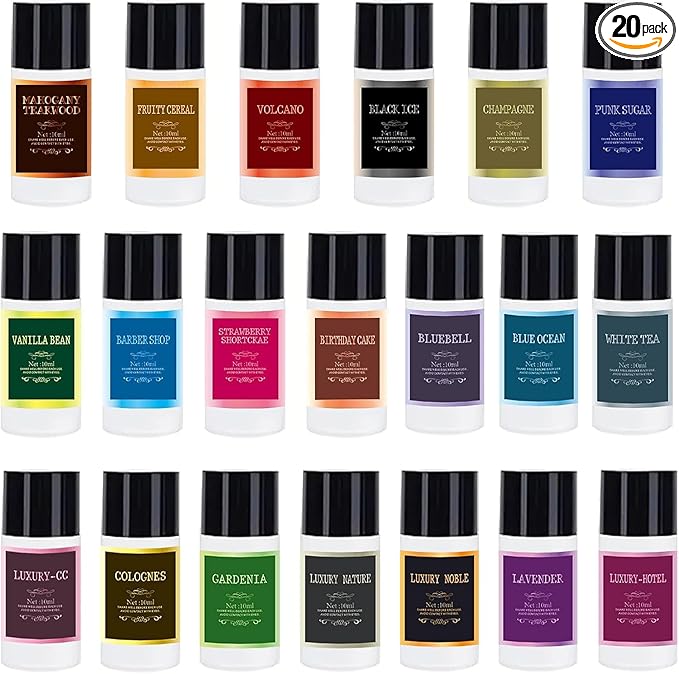 Car Air Freshener Refill Cologne Aromatherapy Oil 20 PCS, Essential Oils Mixed Fragrance Set for Car Diffusers (No Diffuser Included) - Bloomnest