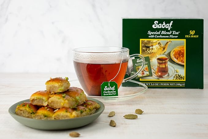 Sadaf Cardamom Tea Bags | Special Blend Cardamom Ceylon Black Tea | Quicktea Product harvested in Sri Lanka | 100 bags (Pack of 1) - Bloomnest