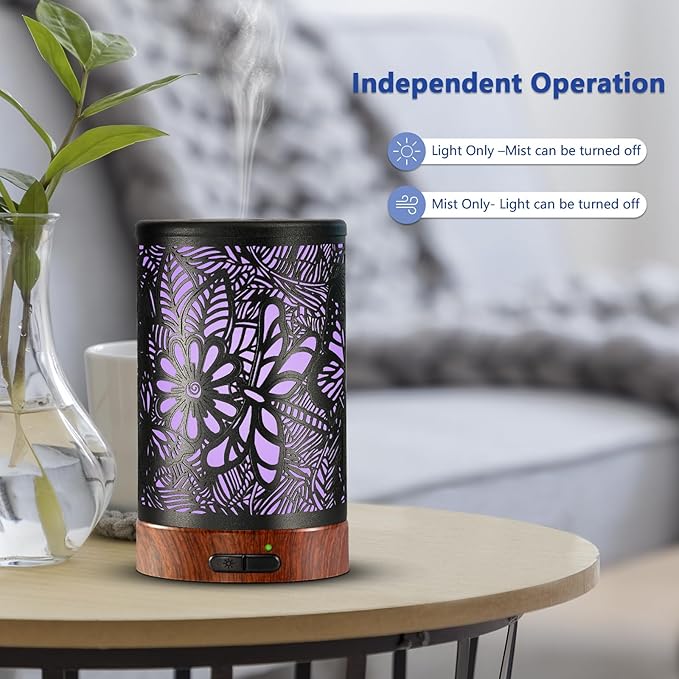 Essential Oil Diffuser Aromatherapy Diffuser - Metal Aroma Diffuser for Home 150ml Ultrasonic Cool Mist Diffuser with 7 Colors Light Auto Shut-Off Protection for Home Office Decor & Gift (Dragonfly) - Bloomnest