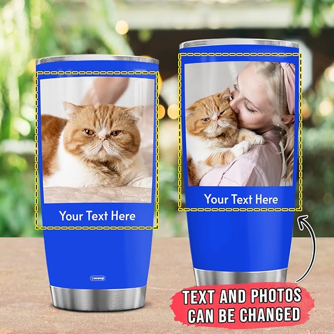 wowcugi Personalized Tumbler With Picture Stainless Steel 20oz 30oz Travel Cup Custom Photo Tumbler Gifts for Dog Cat Pet Lovers Mom Dad Grandpa Grandma Birthday Christmas Mother's Day Father's Day - Bloomnest