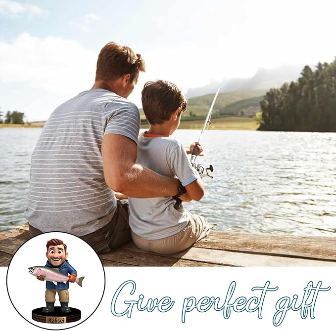 Custom Fishing Photo Cartoon Style Acrylic Plaque Sign Desk Decor, Memories Fishing Themed Picture Photo Frame, Fish Memories Picture Frame Decor Gifts for for Dad Papa Fathers's Day - Bloomnest