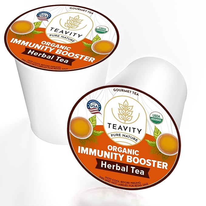 Organic Ginger Tea Pod with Echinacea, Turmeric, and Licorice for Keurig, Decaf by Teavity (36 Tea Pods) - Bloomnest