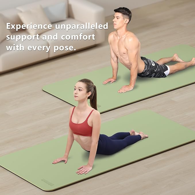 Yoga Mat Non-Slip Extra Thick 72"x32/24" Extra Wide Fitness Exercise Mat TPE Material High Elastic Hot Yoga Mat for Women Yoga Pilates Home Floor Workout (Cow Coffee)