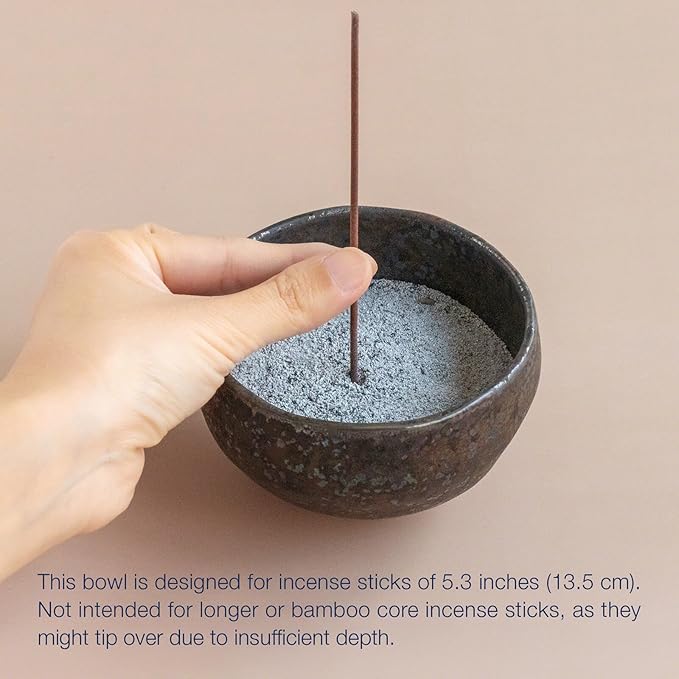Asayu Japan Incense Burner Kit with Grey Incense Ash (50 g) and Incense Bowl, 100% Zen Made in Japan, Japanese Ceramic Incense Holder with Sand Set for Incense Sticks and Resin - Bloomnest