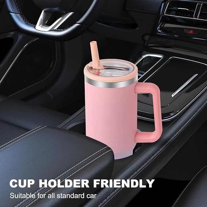 40 oz Tumbler with Handle and Flip Straw Lid, Vacuum Insulated Leak Proof Double Walled Stainless Steel Travel Mug Tumblers, Maintains Cold Ice and Heat for Hours(Pink Blue Gradient) - Bloomnest