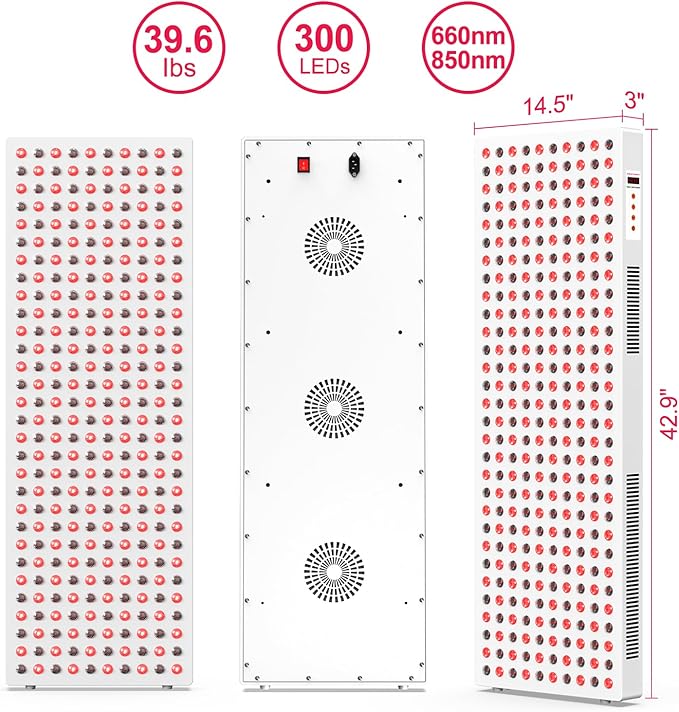 Red Light Therapy, Full Body Red Near Infrared Light 660nm 850nm with 300 Dual Chip Clinical Grade LEDs & Timer, High Power Panel for Anti-Aging, Pain Relief, 400W (Stand Sold Separately) BONTANNY