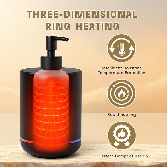 CHARMKEY Massage Oil Warmer Black, 2 Oil Bottle Dispensers & 2 Silicone Funnels, Digital Heater for SPA, Oil Lotion Cream for Salon, Barber Shops, Home - Bloomnest