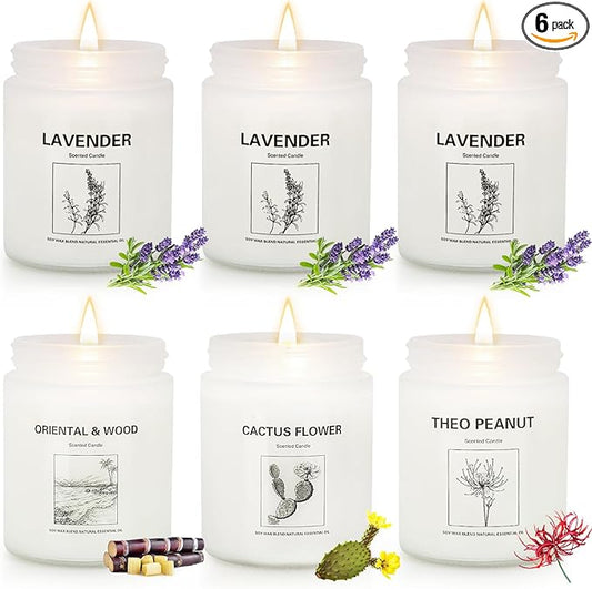 LOSNYA Scented Candles Set, 6 Pack 42OZ Aromatherapy Candle Gifts for Women, Lavender Candles, Natural Soy Wax Long Lasting Candle Gifts for Birthday Mother's Thanksgiving Day - Bloomnest