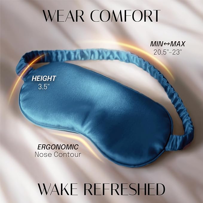 Silk Sleep Mask Eye Mask Blindfold with Double Layer Silk Filling and Elastic Strap for Full Night's Sleep, Travel and Nap, Eye Cover Eyeshade with Luxury Bag and Ear Plugs by OLESILK (Royal Blue) - Bloomnest