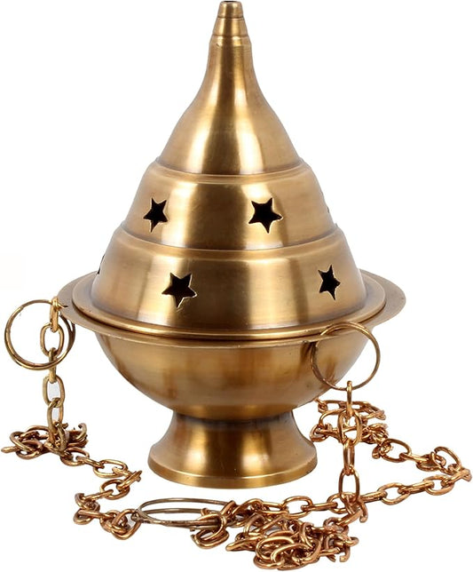 Brass Incense Burner Hanging Incense Censer/Charcoal Incense Burner Antique Incense Holder with Chain 4.5 H - Bloomnest