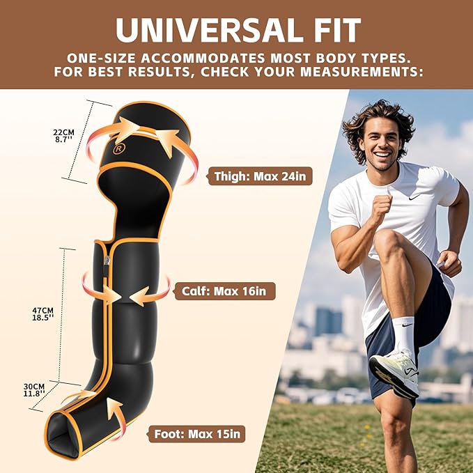Leg Massager with Heat and Compression‎, Leg Compression Machine & Compression Boots for Circulation – 6 Modes & 3 Intensity Levels for Pain Relief, Gifts for Women, Men & Seniors - Bloomnest