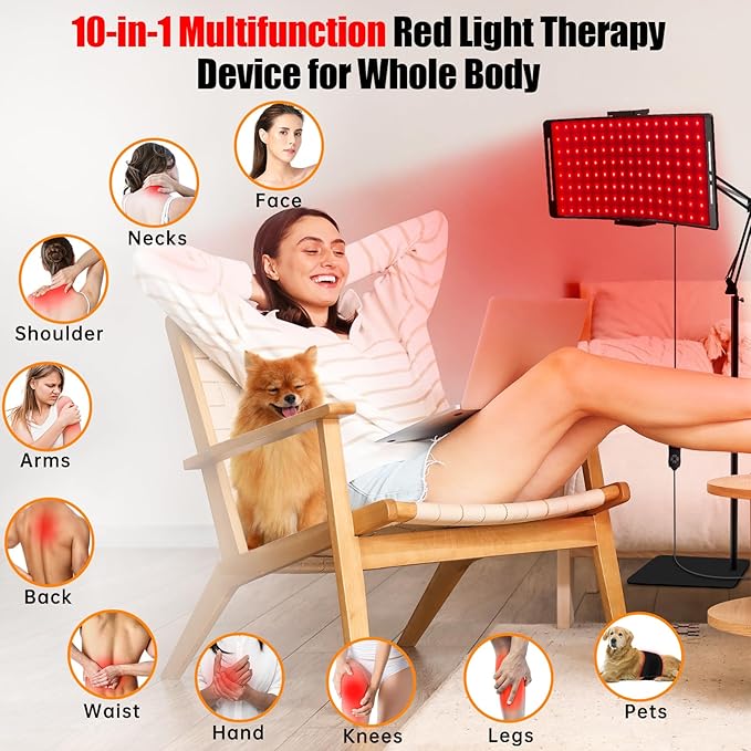 Red Light Therapy Lamp 10-in-1 with Stand & Belt, 660nm Red Light and 850nm Near Infrared, Face & Body Care Device for Skin & Muscle Recovery YOEYOU