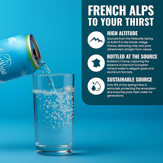 Sant'Anna Still Mineral Water, 11.16 Fl Oz (24-Pack) | Pure French Pyrenees Mountain-Fresh Drinking Water | Natural Functional Drink | Sodium-Free Mineral in Cans - Bloomnest