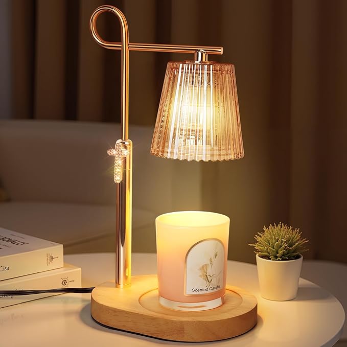 Candle Warmer Lamp with Timer Dimmer, Adjustable Height Wax Warmer Lamp for Jar Candle, Wax Melter House Warming Gifts New Home Décor, Birthday Gifts for Women Mom (Gold) - Bloomnest
