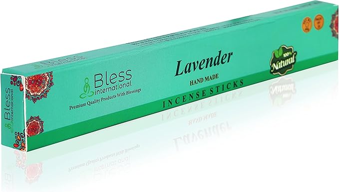 Bless-Lavender 100%-Natural-Handmade-Hand-Dipped-Incense-Sticks Organic-Chemicals-Charcoal-Free Purification-Relaxation-Positivity-Yoga-Meditation Best-Woods-Scent (25 Sticks (1.4 OZ)) BlessInternational