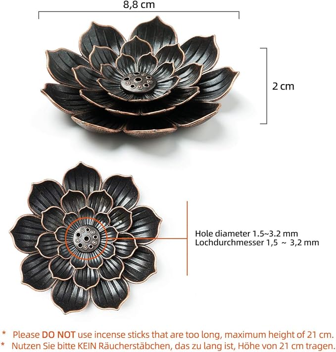 Brass Lotus Incense Holder, Incense Sticks Burner, Incense Ash Catcher, 3 Pack - Bloomnest