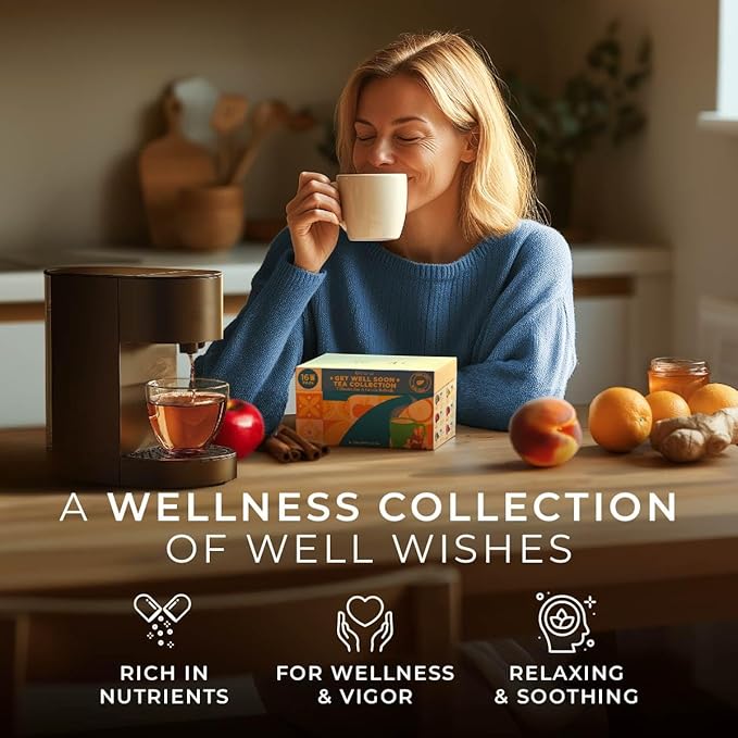 Gya Tea Co Get Well Soon Tea Pod Collection Gift Set (16 Count) - Different Flavors Assorted Variety Pack - Bloomnest