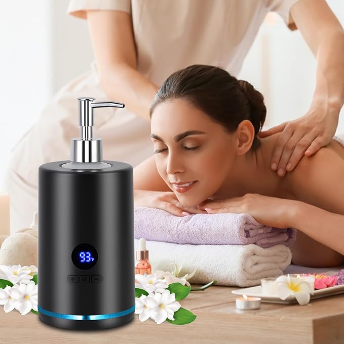 Electric Massage Oil Lotion Warmer with Pump, Electric Digital Heater with 2 Bottles, Smart Touch Dispenser for SPA & Salon, Temperature Adjustable for Home Use - Bloomnest