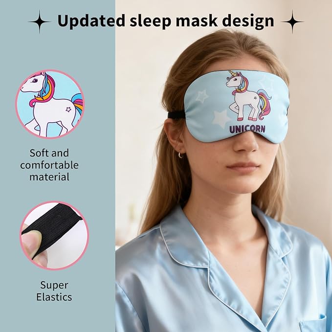 Cute Sleep Eye Masks for Kids, Kawaii Cartoon Kids Sleeping Mask for Women Boys Girls Teens, Soft Plush Adjustable Eyeshade Silk Travel Nap Eye Cover (Yellow+Navy+Blue+Pink) - Bloomnest