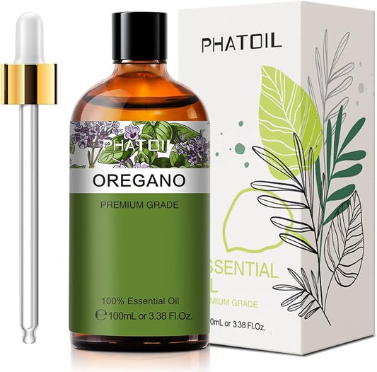 Oregano 3.38fl.oz Essential Oil, PHATOIL Pure Aromatherapy Oils for Diffuser, Humidifier, Perfect for DIY Soap, Candle, Bath Bombs Making(100ml) - Bloomnest