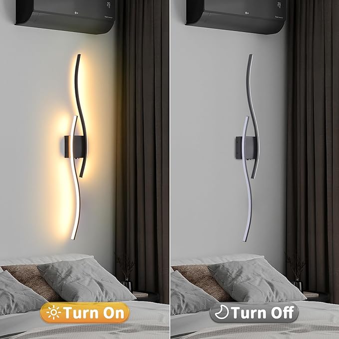 Battery Operated Wall Sconces Set Of Two, 3000K-6500K 39 inch black LED dimmable wireless wall sconce with remote control, USB rechargeable wall lights for Living Room Bedroom Hallway Background - Bloomnest