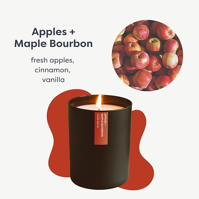 Calyan Wax Co. Apples & Maple Bourbon Scented Candle - 75 Hour Burn - Luxury Non Toxic Soy Wax Candles - Long Lasting Black Tumbler Jar Candle for Home - 10.2oz - Bloomnest