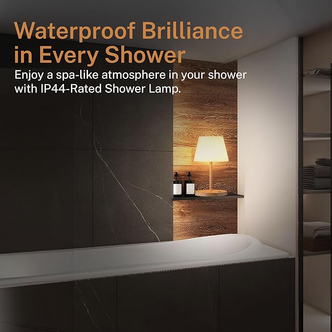 Cordless Lamp, 5000mAh Battery Operated Rechargeable Table Lamp with Power Bank, Touch Dimmable 3 Color Temperatures, IP44 Waterproof Shower Lamp for Kitchen, Bathroom, Indoor Or Outdoor Use 9.6in - Bloomnest