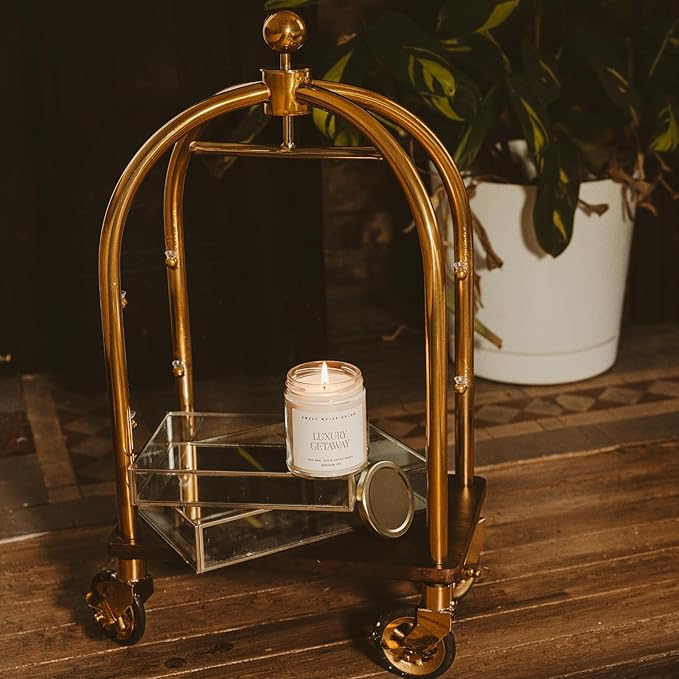 Sweet Water Decor Luxury Getaway Scented Candles - Soy Candles with Lemon, Cedarwood, Cinnamon, Vetiver, Amber & Musk Home Scent - Candle Wax with 40 Hours Burn Time - 9Oz Gold Lid Clear Jar Candles - Bloomnest