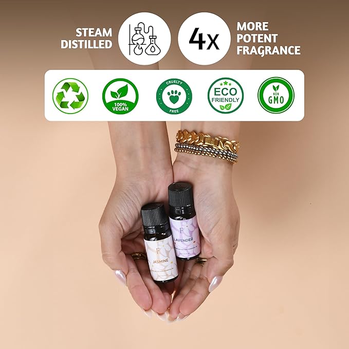 Folkulture Pure Essential Oils for Diffuser Oil | Jasmine & Lavender Essential Oils Set of 2 Fragrance Oil | Diffuser Scents for Home | Diffuser Essentials, Fragrance - Bloomnest