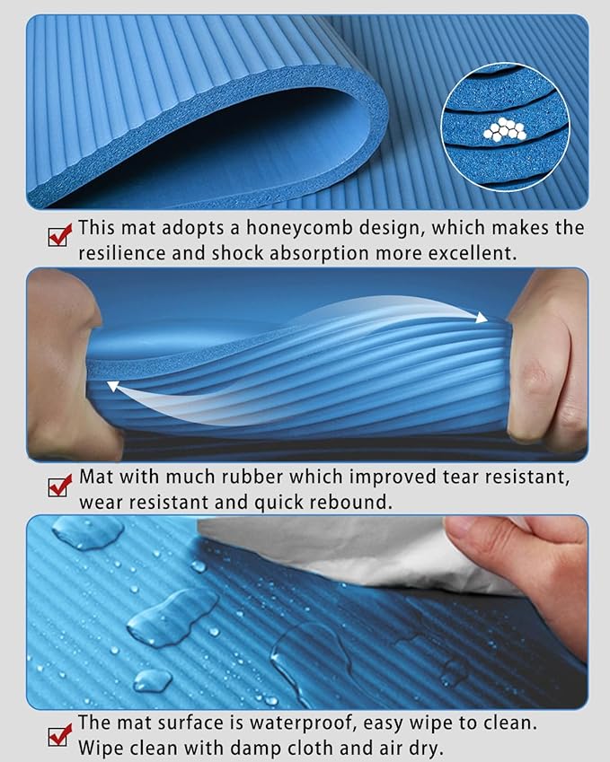 Yoga Mat Thick Wide Yoga Mats for Women Men Large Exercise Mat 78"x35" 1/2 Inch Workout Mat for Home Gym, with Carrying Yoga Bag