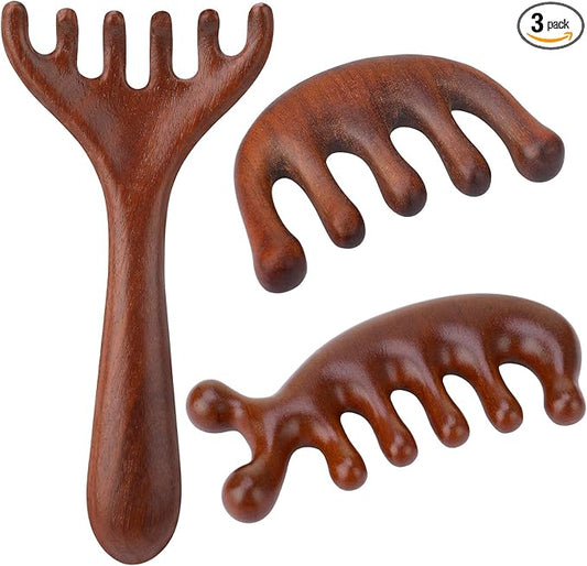 ProSuites 3 Pcs Wooden Head Scalp Massager Comb, Head Massage Tool for Relaxation Hair Gua Sha Comb for Mother,Gaughter,Wife ProSuites